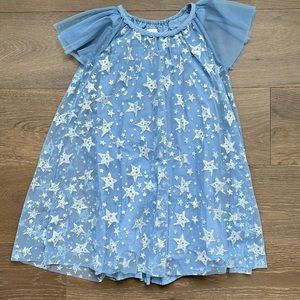 Epic Threads Short Sleeve Blue Dress Size Small Glitter Silver Star Pattern